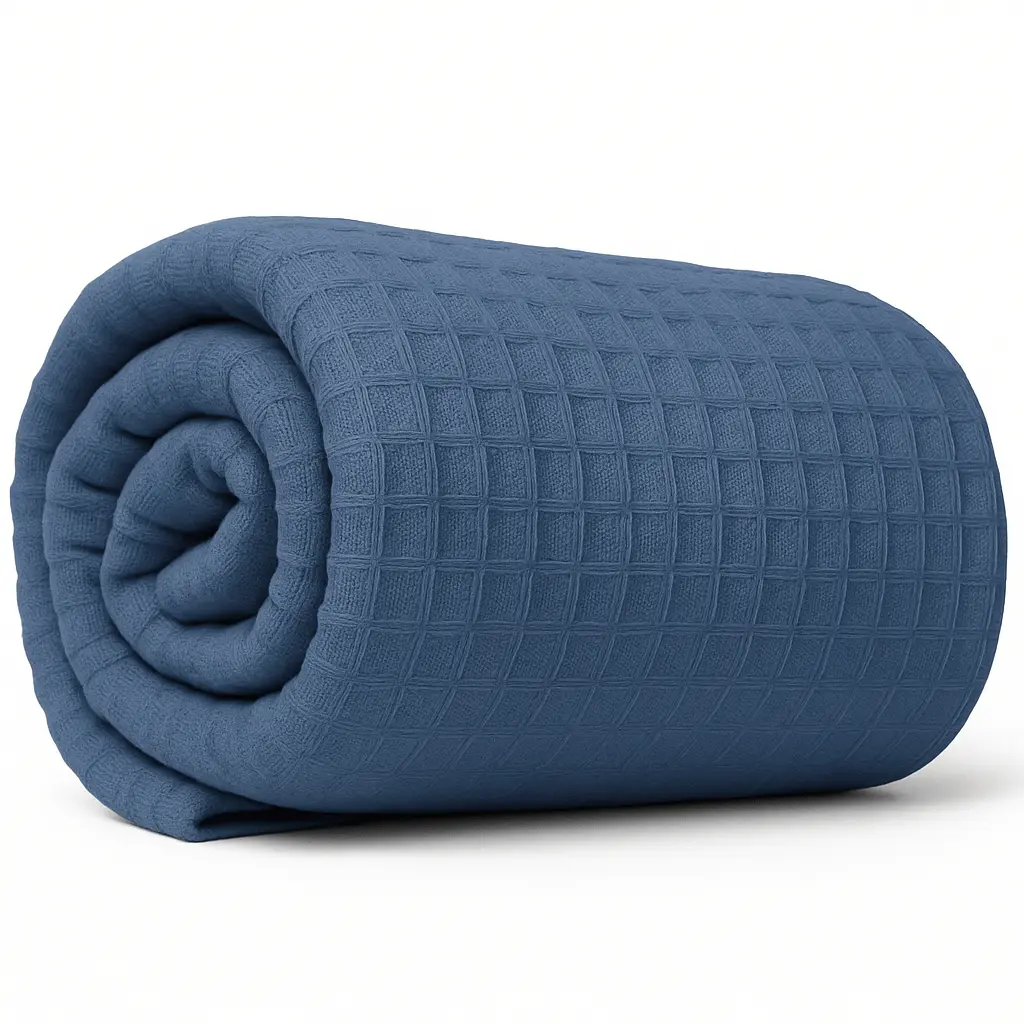 HoneyGuard 100% Cotton Honeycomb Thermal Blankets  108" x 90" (Case of 2) / Navy Blue