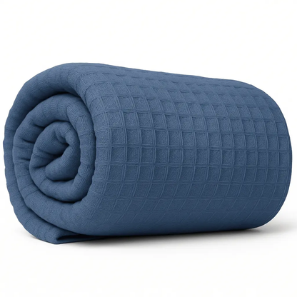 HoneyGuard 100% Cotton Honeycomb Thermal Blankets  108" x 90" (Case of 2) / Navy Blue